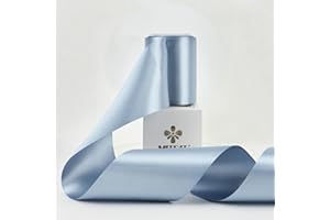 MEEDEE Dusty Blue Satin Ribbon Lux Double Faced Satin Ribbon 3 Inch for Crafts, Christmas Tree, Flower Bouquet, Weddings, Bow Making