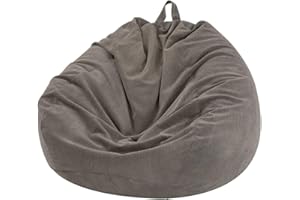 Nobildonna Bean Bag Chair Cover (No Filler) 35"×43" Large Stuffed Animal Storage Beanbag Chair Cover 300L Washable Ultra Soft Corduroy Beanbag Lazy Sofa Chair Cover for Adults,Kids,Warm Grey
