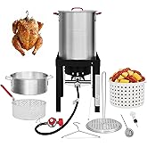CreoleFeast TFS3010 Propane Turkey and Fish Fryer Boiler Steamer Set | 30 Qt. Turkey and 10 Qt. Fish Fryer Boiler Steamer Set, 50,000 BTU Burner, Ideal for Outdoor Cooking