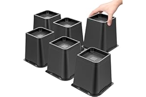 USION Bed Risers 6 Inch 6 Pack,Oversized Furniture Risers, Support Up to 5000 Lbs,Square Bed Elevators for Under Bed Storage Lift 6 inch for Couch, Sofa, Table,Chair (Black Full Edge)