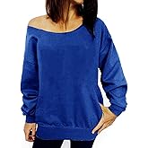 LYXIOF Womens Off Shoulder Sweatshirt Slouchy Long Sleeve Shirts Pullover Tops