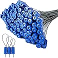 100 PCS Security Cable Seals Numbered Tamper Proof Security Tags, Blue Steel Pull-Tite Container Seals Wire Seals, Metal Self-Locking Cable Steel Wire Seal for Truck Container Shipping, 9.6in / 245mm