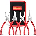 TOOLEAGUE 4 Pcs Snap Ring Pliers Set, Circlip Pliers, 7 inches Internal/External Heavy Duty for Ring Remover Retaining Straight Bent Lock Pliers Set
