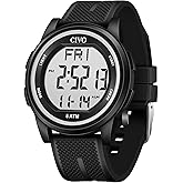 CIVO Digital Watches for Men Women: Sports Waterproof Wristwatch with Stopwatch Alarm Date - LED Backlight Big Numbers Silicone Watch for Outdoor Camping Hiking Cycling