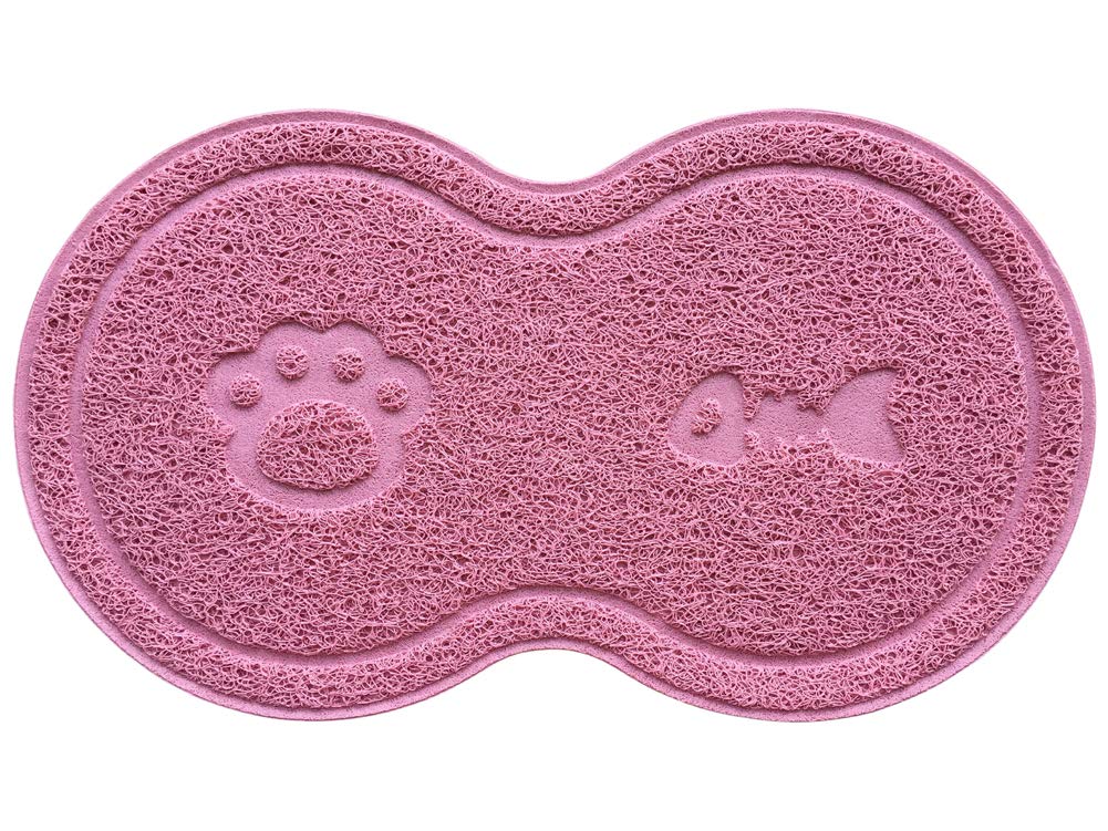 DM 8-Shaped Cat Pet Litter Tray Mat,Kitty Litter Rug,Doormat,46x26 cm (Oldrose)