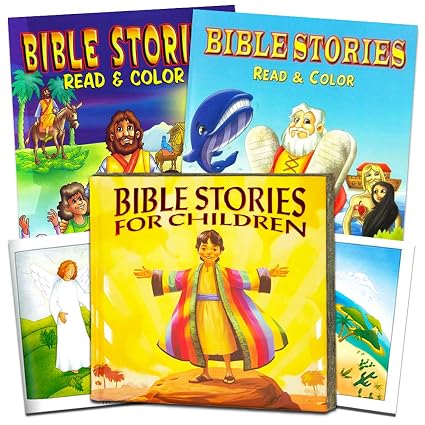 Bible Story Book Super Set For Kids Toddlers Deluxe Illustrated First Bible Bible Coloring Book Christian Gifts For Kids Classic Edition - 
