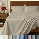 California Design Den 100% Egyptian Cotton Sheets King Size Deep Pocket Set - Certified Authentic Luxury, Soft Sateen, King Sheets Egyptian Cotton - Beige