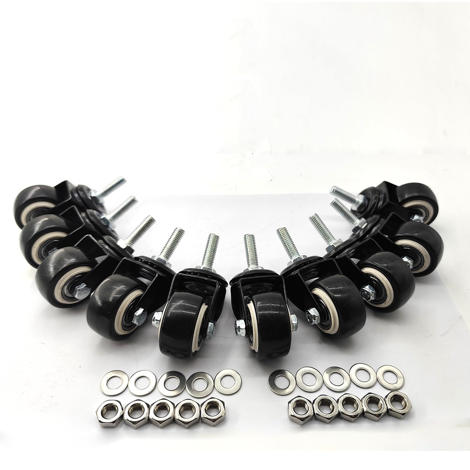 1.5" M8x25 Threaded Rod and Spacer Nut Roll for Shopping Trolleys, Workbenches, Furniture (Unbraked Wheels, 10)