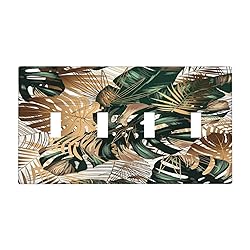 Green Tropical Leaves Gold Palm Leaf Botanical Quad
