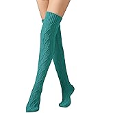 Leoparts Cable Knit Thigh High Socks for Women Over the Knee Boot Socks Extra Long Leg Warmer Winter Stockings