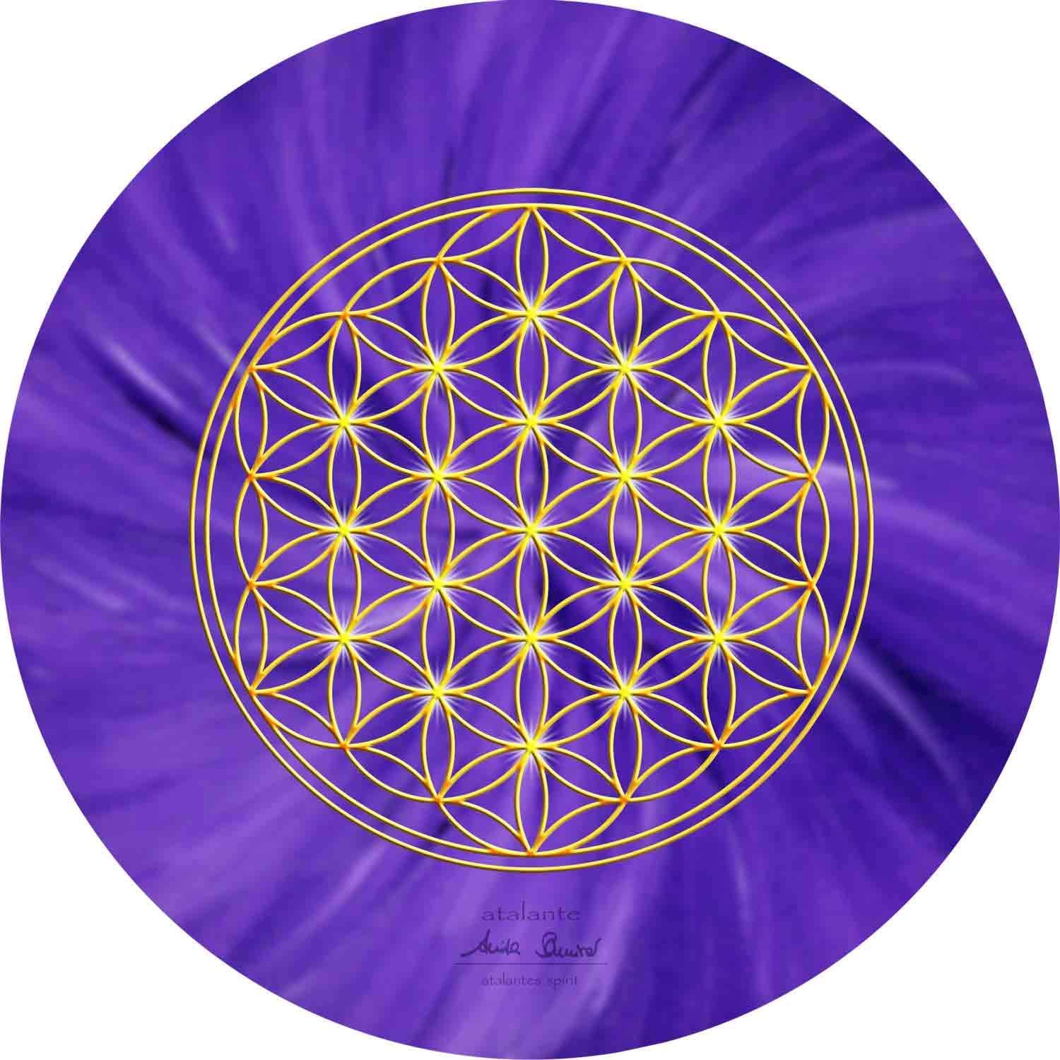 Flower of Life Mouse Pad/Mouse Mat, Round, Diameter 19 cm, Purple – Crown Chakra