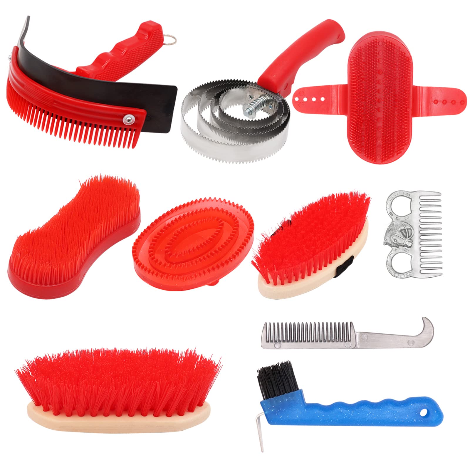 Horse Grooming Kit 10pcs Professional Soft Massage Brush Tool Kit for Horse Cow Pony