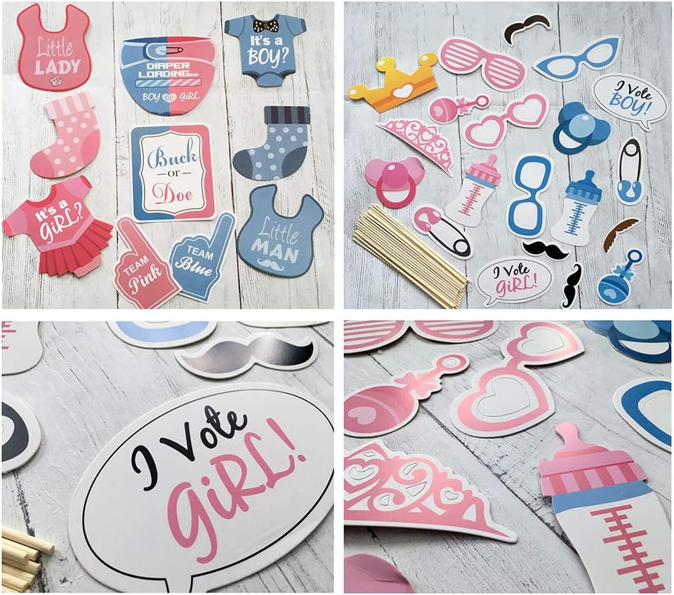 Explore Crafts Gender Reveal Boy or Girl Photobooth Props Baby Shower