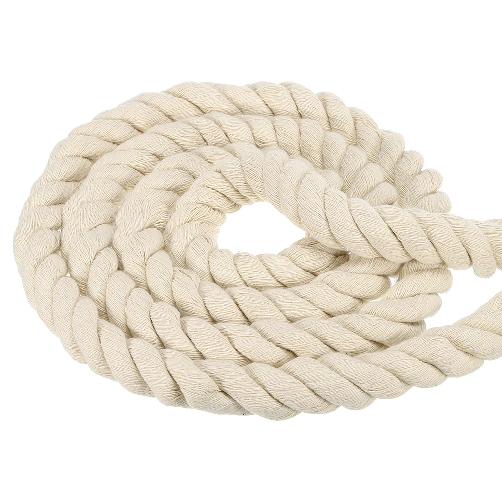 PATIKIL 1 Inch x 39 Feet Natural Twisted Cotton Rope, 3 Strand Soft Craft Rope with Sealing Tape for Craft Railings Home Decor, Beige