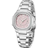 Women's Watches Fashion Square Dial Stainless Steel Waterproof Date Diamond Ladies Dress Wristwatches