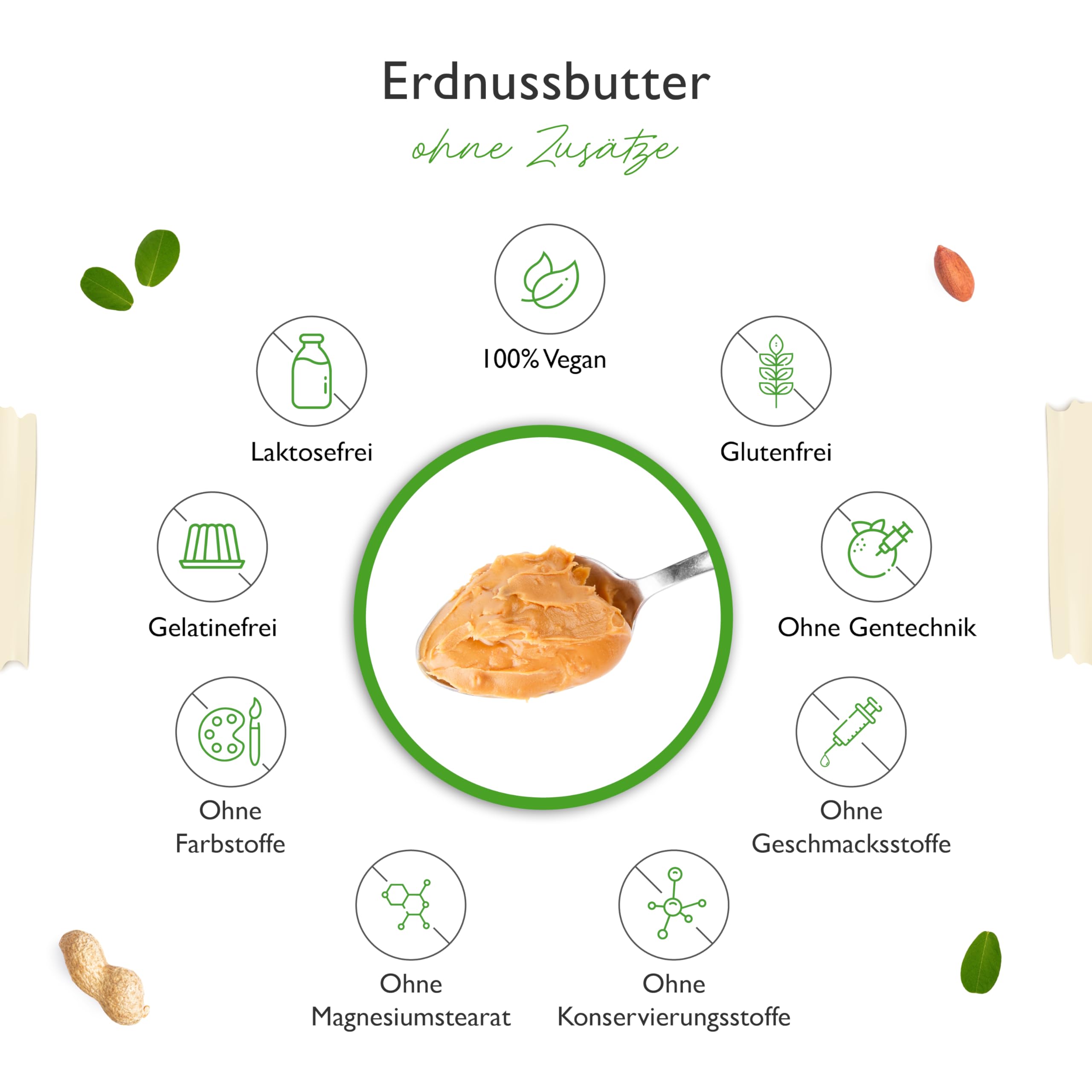 Erdnussbutter Crunchy - 1kg natürliche Peanut Butter Ohne Zusätze - High Protein - Erdnussmus ohne Zusätze von Salz, Öl oder Palmfett - Vegan 4
