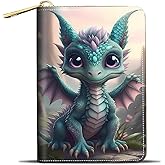JDHJFBFJNP Credit Card Holder Wallets for Women, Small RFID Wallet Slim Leather Card Organizer Case with Zipper, Green Dragon Baby