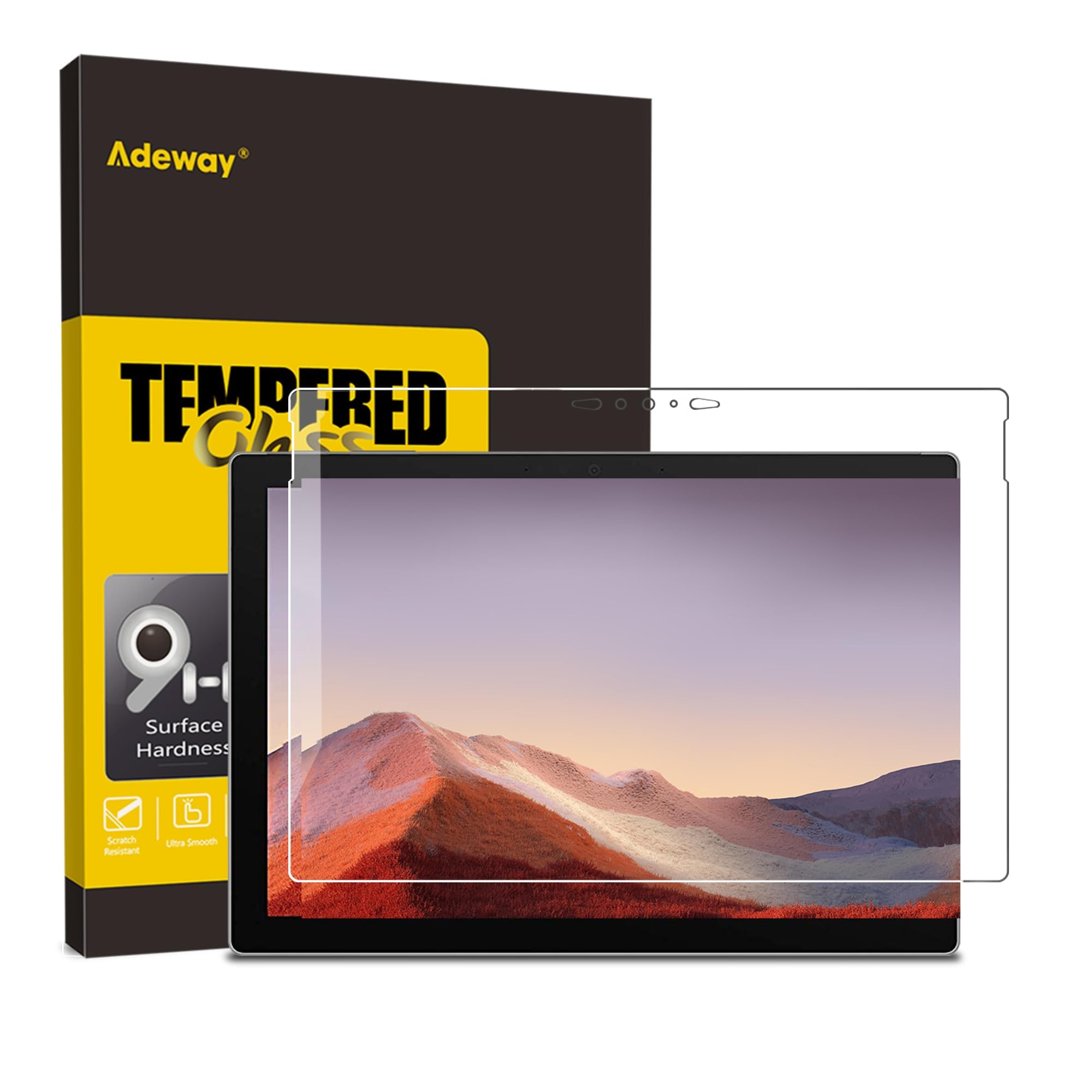 Adeway tempered glass Screen Protector for Microsoft Surface Pro 7 / Pro 7 plus 12.3 Inch, scratch resistant, easy installation