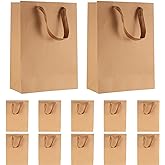 Zxglxinyao 10 Pcs Kraft Paper Bags with Handles - Brown Paper Gift Bags for Small Business, Shopping, Birthday Party Favors, Merchandise