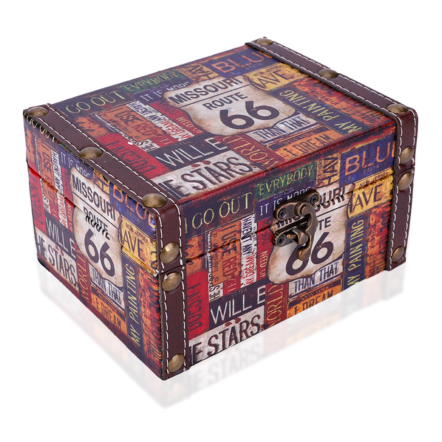 Hapivida Wooden Jewellery Trinket Box, Vintage Treasure Chest Retro Keepsake Storage Organizer Decorative Small Gift Box for Home Decor