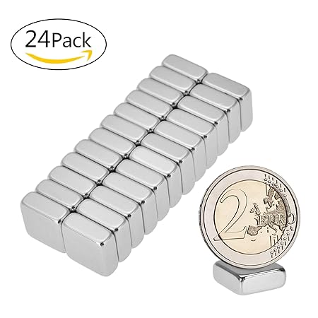 Willingood Neodym-Super-Magnete Würfel 10 x 10 x 4 mm [24 Stücke] Sehr starke Magnete für Glas-Magnetboards, Magnettafel, Whi