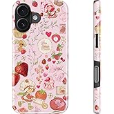 DEENAKIN for iPhone 16 Plus Case - Wireless Charging Compatible - Dual-Layer Hard Shell & Silicone Cover - Protective Phone Case with Trendy Cute Designs for Women - Strawberry Sweetie