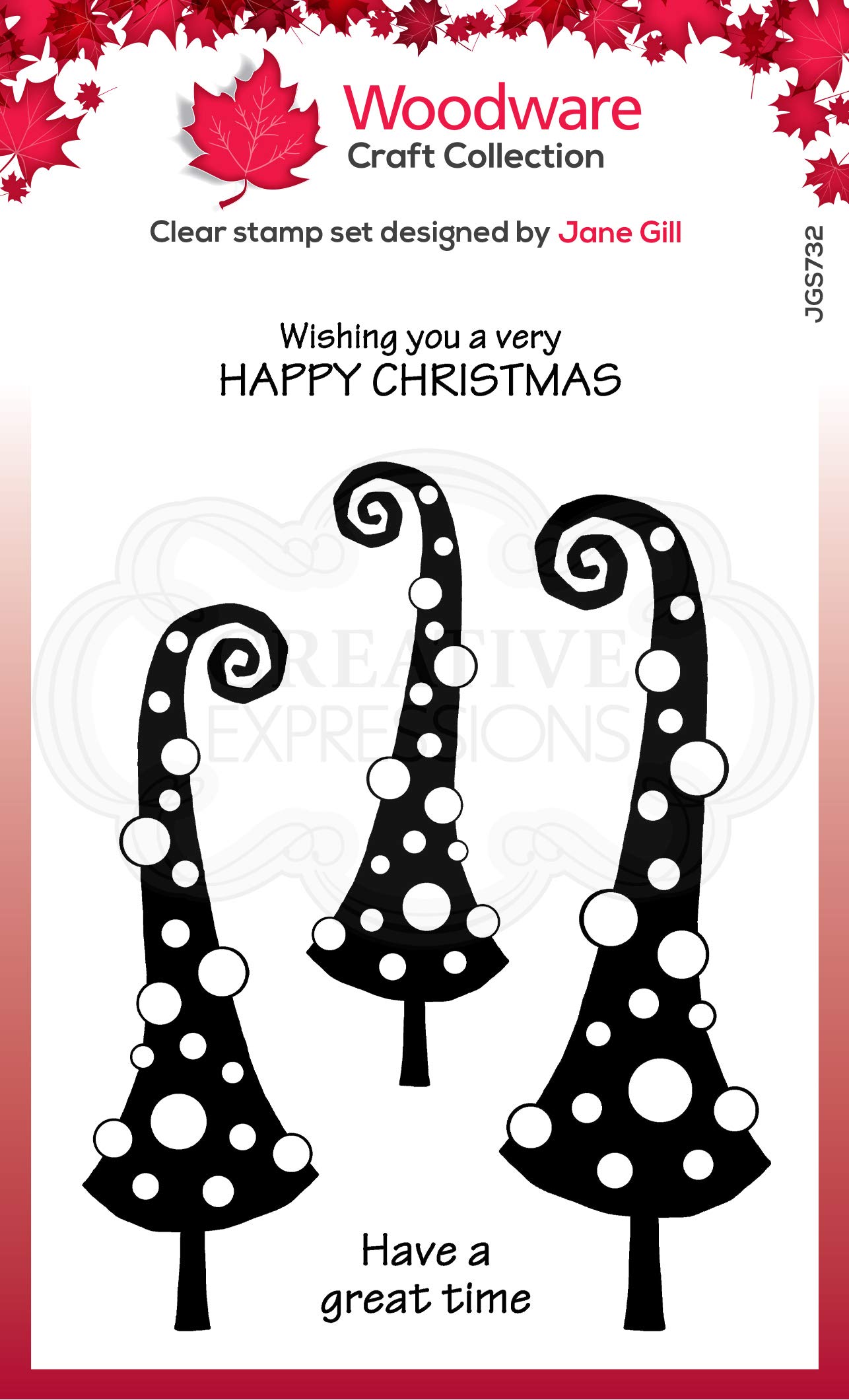 Woodware Jane Gill-Clear Magic Stamp Set-Curly Christmas, A6 Transparent