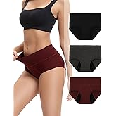 INNERSY Women's Bamboo Viscose Heavy Flow Period Underwear High Waisted Leakproof Panties 3 Pack