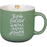 Christian Art Gifts Large Novelty Inspirational Ceramic Coffee & Tea Mug for Men & Women: Lord Stood with Me Encouraging Scripture, Microwave & Dishwasher Safe, Green, 15 oz.