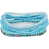 ChungLong0593 Boho Colorful Stackable Crystal Glass Beads Stretch Bracelets Multilayered Bracelets for Women Bohemian Jewelry