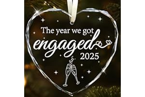 GODUCK Engagement Gifts for Couples 2025, Gift for Newly Engaged Couples, Happy Engagement Gift for Her, Women, Friends, Bride to Be Gifts, Christmas Ornaments, Crystal Glass Engaged Ornament 2025
