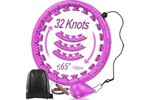 APzek Weighted Exercise Hoop Plus Size, 32 Detachable Knots for Adults & Beginners, 2 in 1 Abdomen Fitness Massage Non Fall Smart Hooola Hoop with Auto Spinning Ball