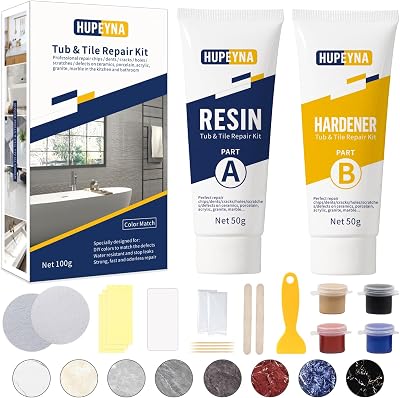 Hupeyna Shower Tray Repair Kit Tub Tile Bath Fix White Marble Colour
