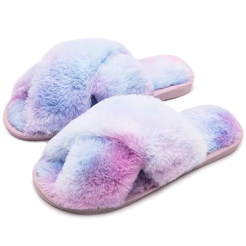 womens purple fuzzy slippers