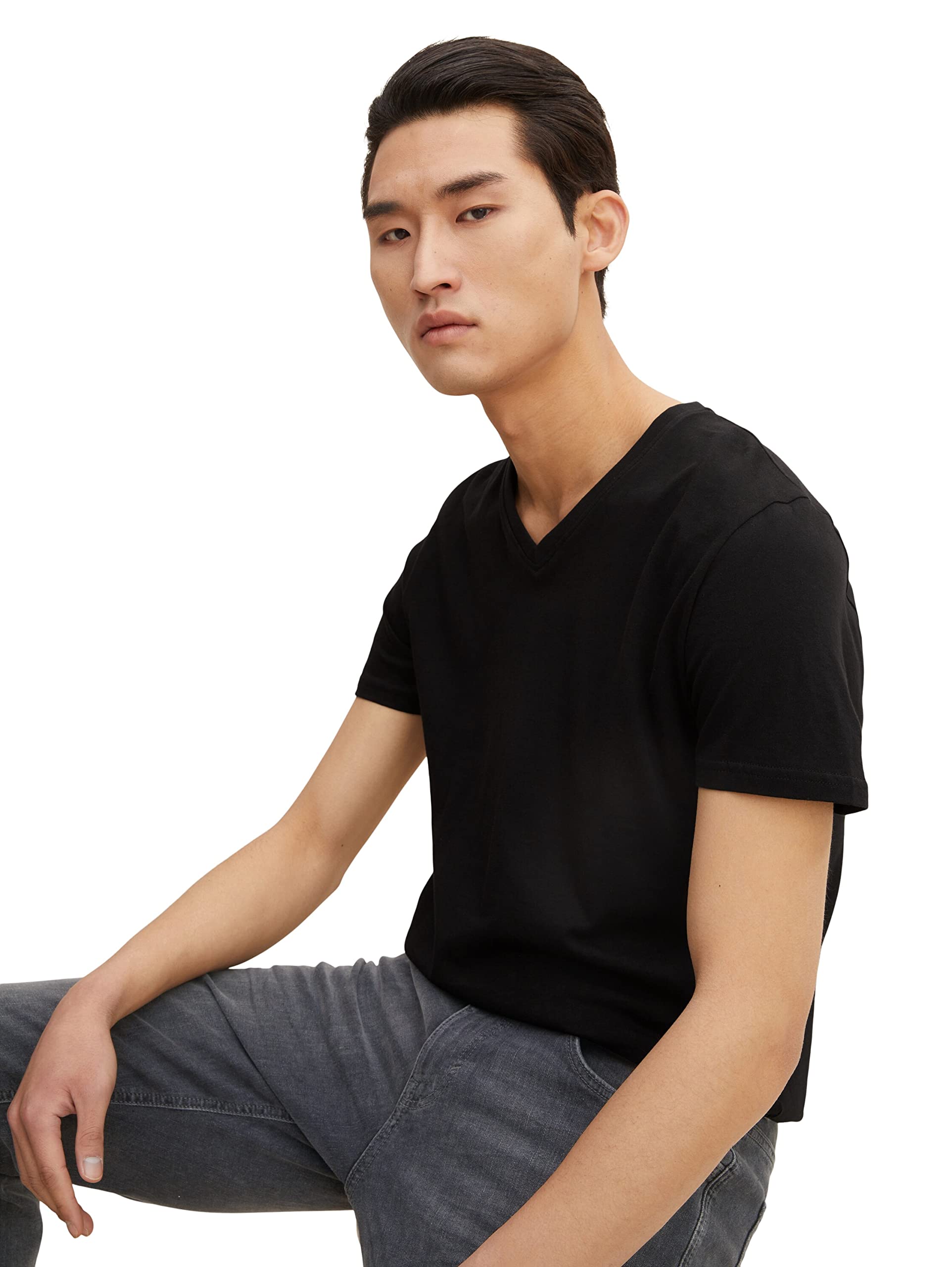 TOM TAILOR Herren T-Shirt mit V-Ausschnitt im Doppelpack, 29999 - Black, XXL 2