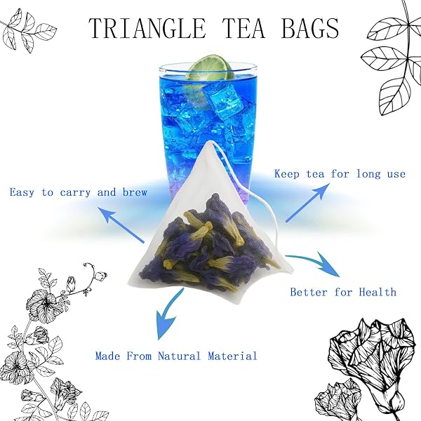 BUTTERFLY PEA FLOWER TEA BAGS – GOKARNA FLOWER TEA, TRANSPARENT TRIANGLE TEABAG, PREMIUM DRIED BUTTERFLY PEA FLOWERS, 100% NATURAL | NO SUGAR | NO CAFFEINE | NO GLUTEN | VEGAN 2.82OZ (1)