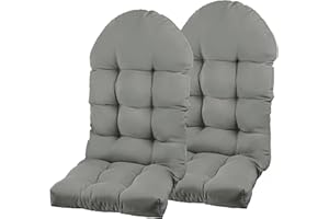 PNP HWJIAJU Adirondack Chair Cushion, Rocking Chair Cushion 44x19.4x4 inch, High Back Patio Cushions of Upper and Lower with Ties, Sunscreen and Fade-Resistant (Gray, 2)