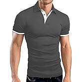 ZITY Men's Short Sleeve Polo Shirts Collared Golf Shirt Lightweight Casual Button Down Shirts