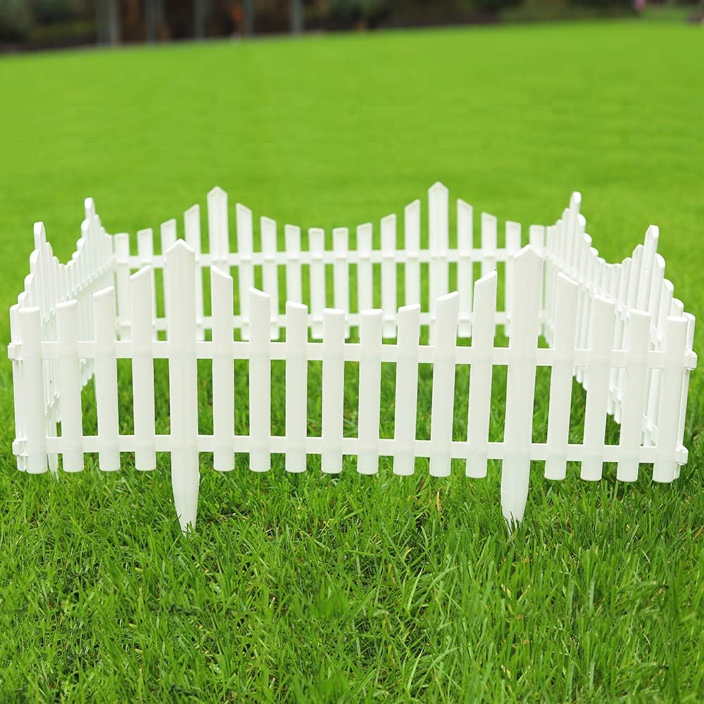 Sungmor Pack of 4 Garden Picket Fence,96 Inch Plastic White Edgings,Grass Lawn Flowerbeds Plant Borders,Landscape Path Panels - Image 4
