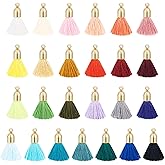 FASHEWELRY 50Pcs Cotton Tassl Earring Charms Rainbow Handmade Tiny Tassels Keychain Pendants Tassels Bag Charms for Resin DIY Crafts, Bracelets, Earrings, Keychain, Necklace