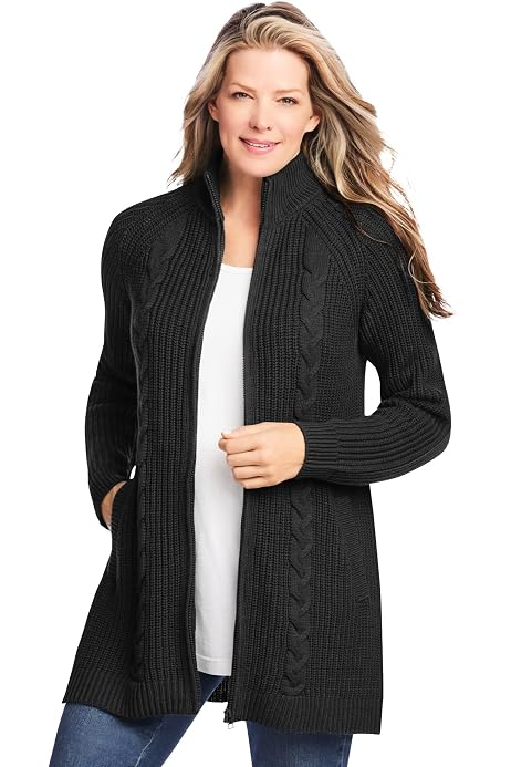 Long-Sleeve Shaker Cardigan Sweater 