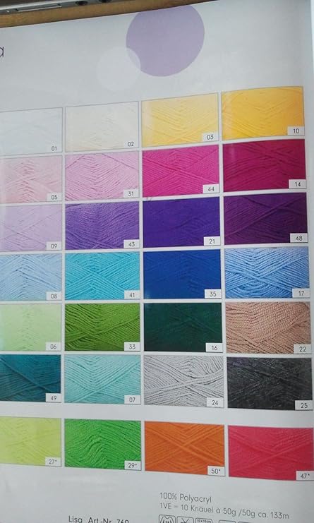 Grundl Lisa Strickgarn Schulgarn Strick-Wolle Bastelgarn 100% Acryl - Farbe- 01 weiß (31- dunkelrosa)