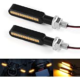 iFunyLED 2PCS Flowing LED Motorcycle Turn Signal Lights, Aluminum Alloy 12V Super Bright Motorbike Front Rear Blinkers Indicators Fit for Harley Honda KTM Kawasaki Suzuki Yamaha - Amber