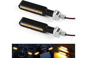 iFunyLED 2PCS Flowing LED Motorcycle Turn Signal Lights, Aluminum Alloy 12V Super Bright Motorbike Front Rear Blinkers Indicators Fit for Harley Honda KTM Kawasaki Suzuki Yamaha - Amber