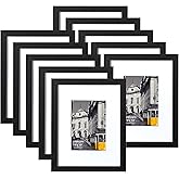 eletecpro 8x10 Picture Frames Set of 10, Picture Frame Collage Wall Decor Display 5x7 Photo With Mat or 8x10 without Mat, Home Decor Gallery Frame for Table Top or Wall Mounting, Black