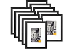 eletecpro 8x10 Picture Frames Set of 10, Picture Frame Collage Wall Decor Display 5x7 Photo With Mat or 8x10 without Mat, Home Decor Gallery Frame for Table Top or Wall Mounting, Black