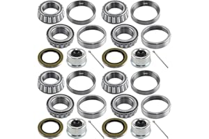 RIGSNPARTS 4 Sets 15123/245 25580/20 Trailer Bearing Kits for 5200-6000 lbs Axle, Trailer Axle Bearing Kit with 2.44” Dust Cap, Grease Seal, Cotter Pin, Rotating Quiet and High-Speed Trailer Bearing