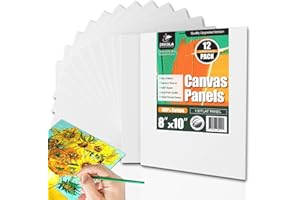 ZEKOLA Painting Canvas Panels 8x10 inch 12 Pack, Flat Canvases for Painting 8oz Triple Primed 100% Cotton Acid-Free Blank Art Paint Canvas for Acrylic Oil Watercolor Tempera Paints