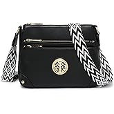 Dasein Crossbody Purses for Women Trendy Multi Pockets Shoulder Bag Medium Handbags with Guitar Strap