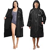 SUN CUBE Swim Parka Men Women, Unisex Hooded Changing Robe Water Resistant Fleece, Swimming Surfing Triathlon Water Sports